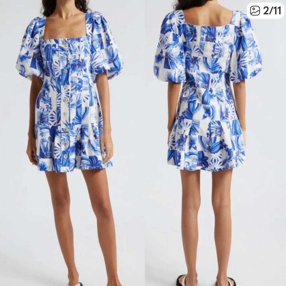 FARM Rio Blue and White Floral Dress